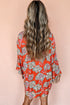 Floral Print Lapel Collar Loose Shirt Mini Dress
